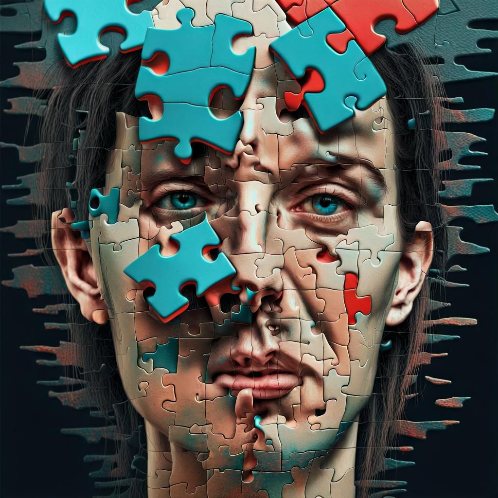 Surreal Fragmented Face in Digital Collage