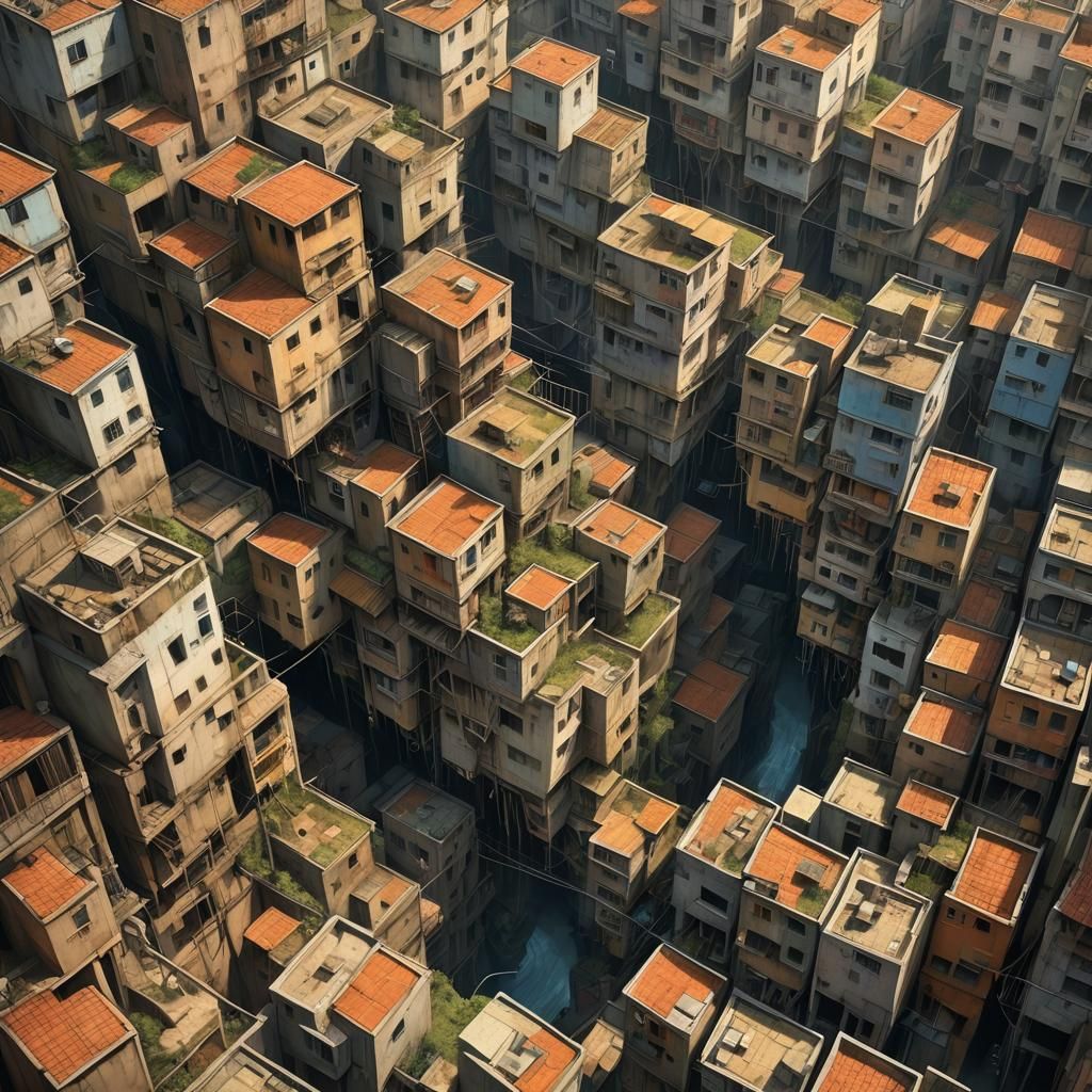 Dystopian Rio Favela: A Collaboration in Pen and Watercolor