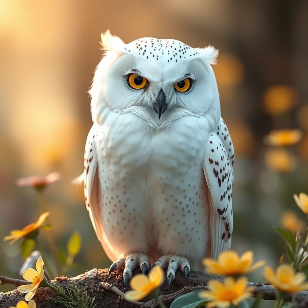 Enchanting White Owl in Forest Glade