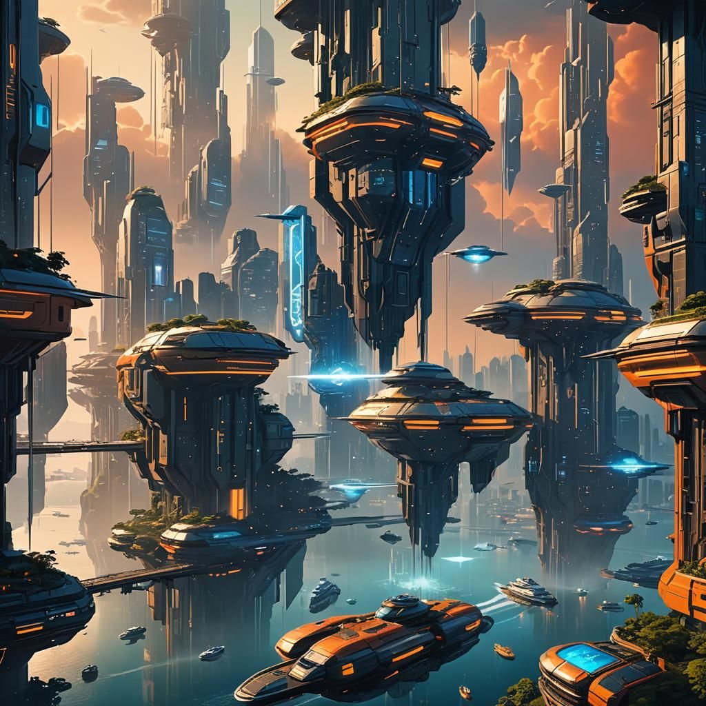 Futuristic Floating City Islands Near Singapore