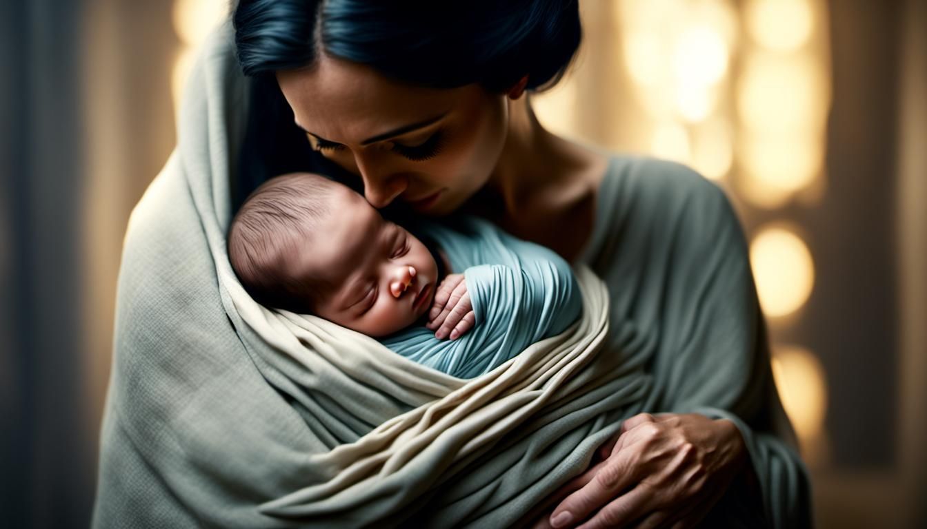 Newborn Baby in Mother's Arms: Digital Matte Painting