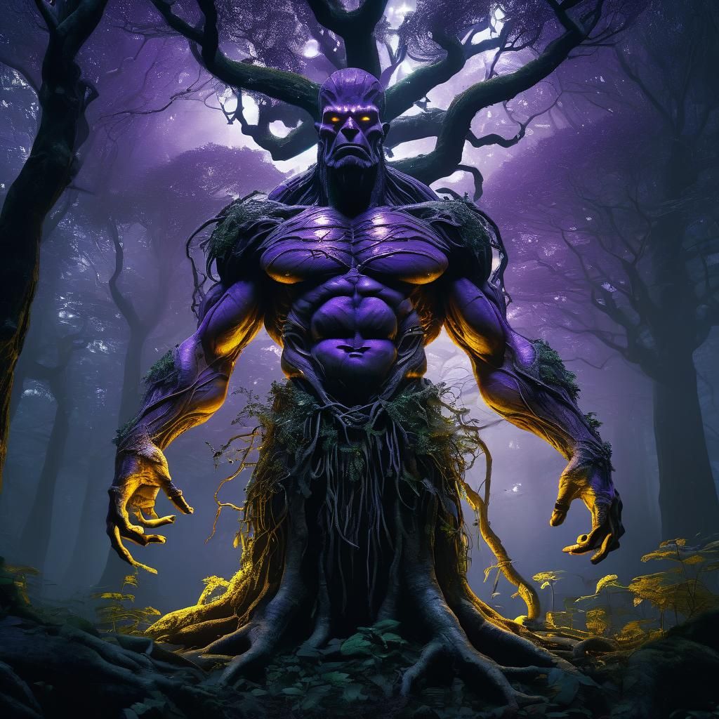 Mystical Tree Humanoid in Dark Fantasy Style