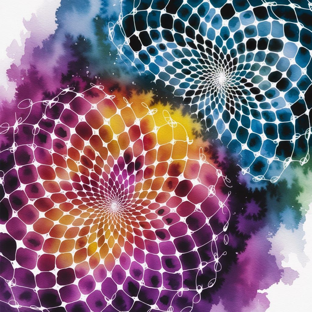 Intricate Spirograph Patterns in Watercolor Painting