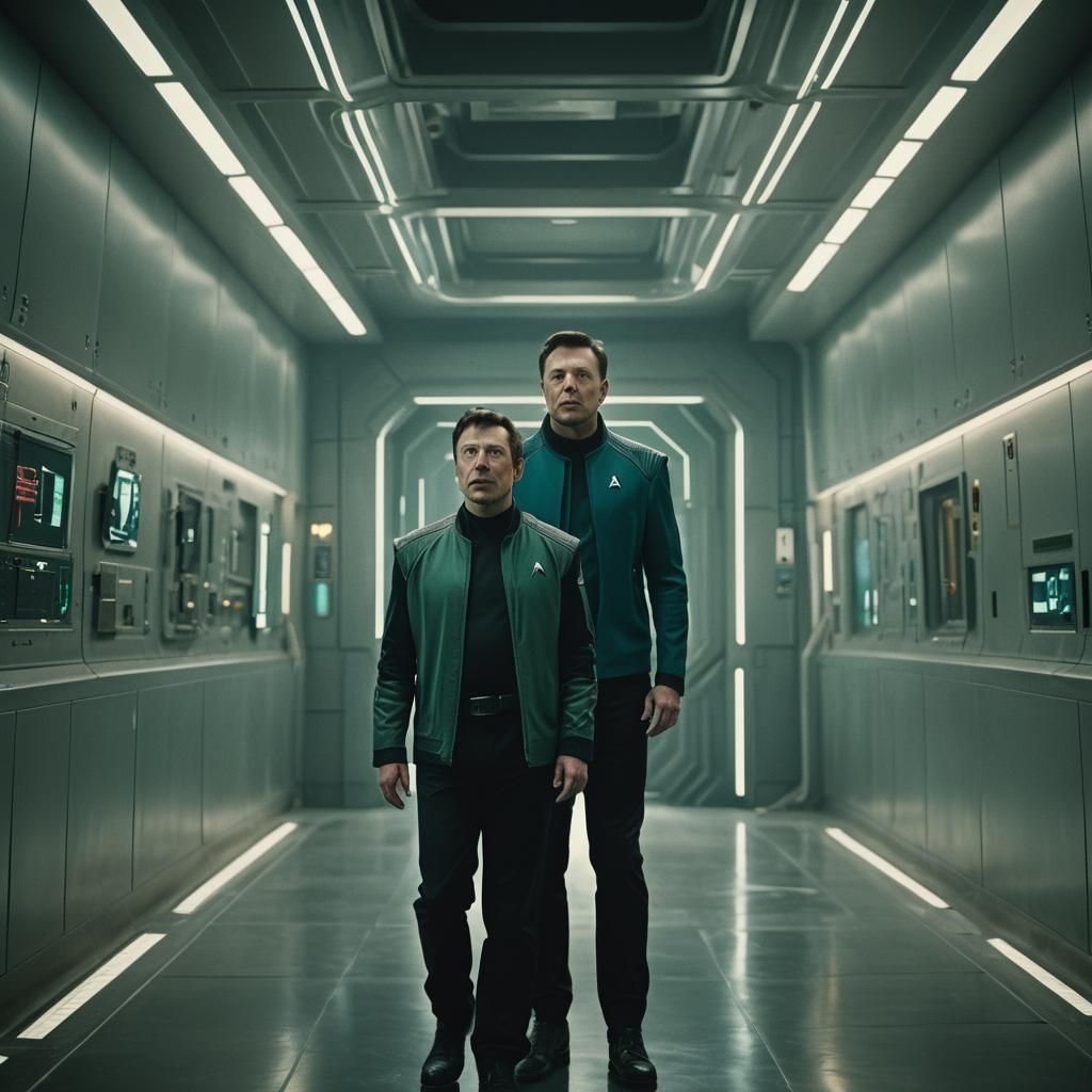 Elon Musk and Spock in Sci-Fi Setting