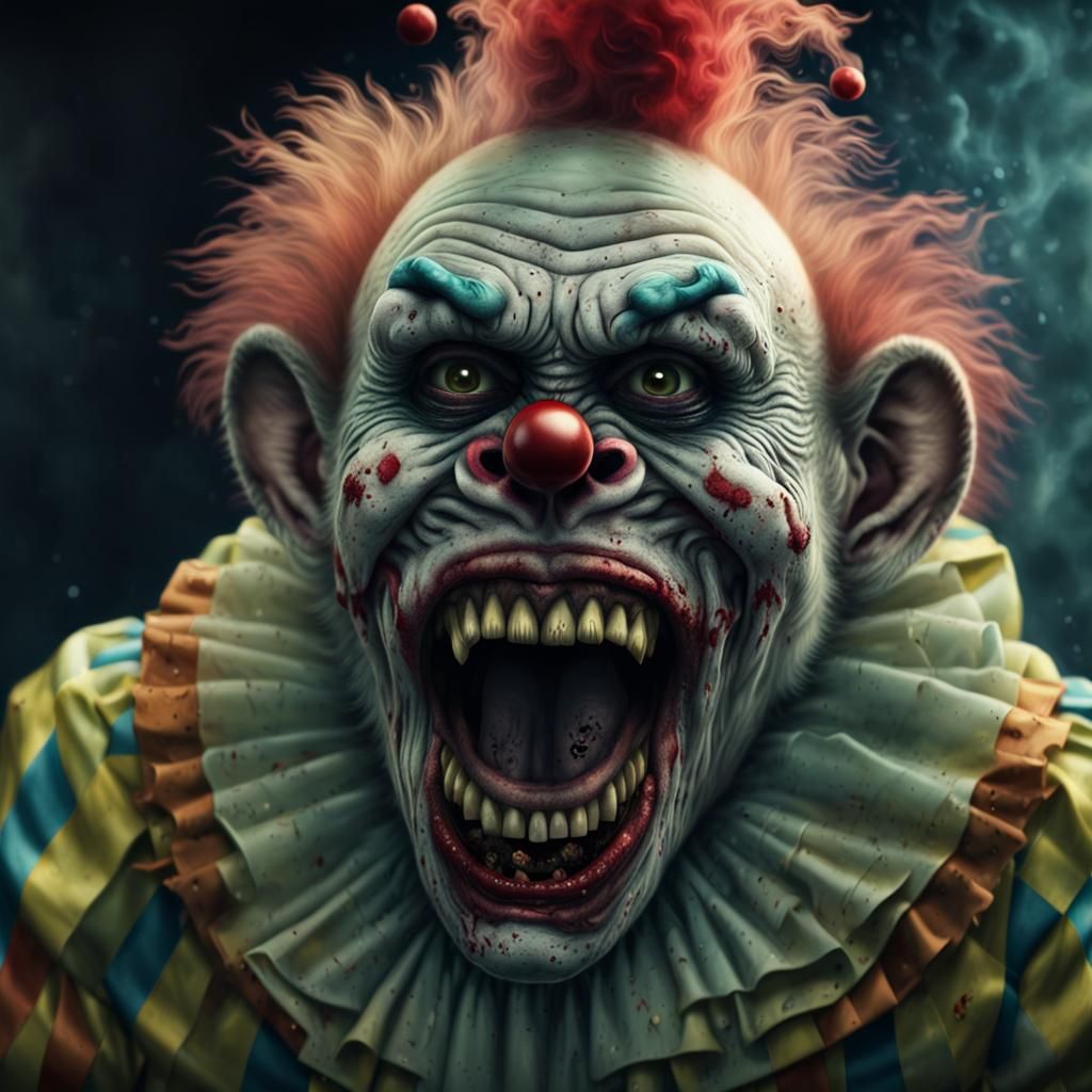 Zombie Monkey Clown: A Dramatic Digital Painting