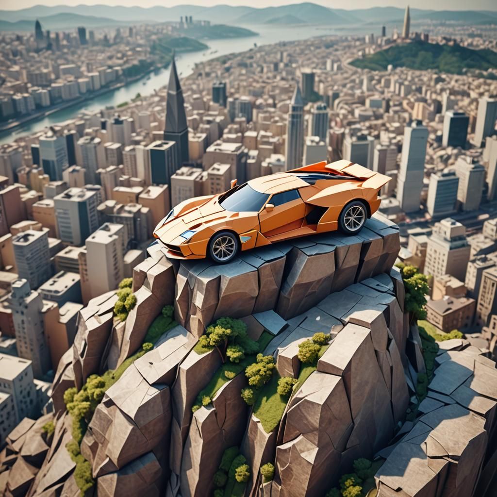 Ancient Super Race Car Origami Papercraft