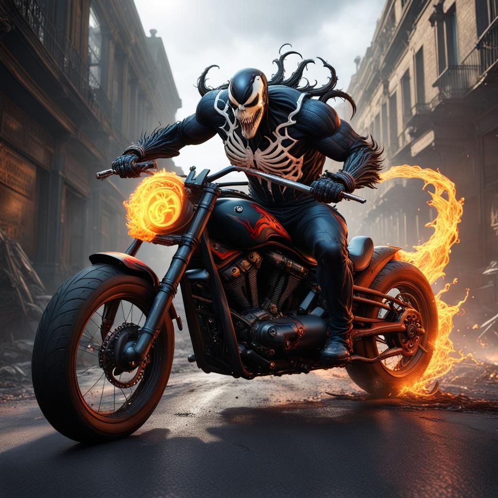 Venom Ghost Rider: Detailed Fantasy Concept Art