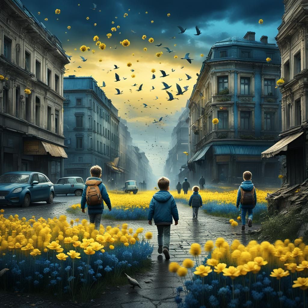 Children's Plea: Protect Ukraine, Digital Matte Painting