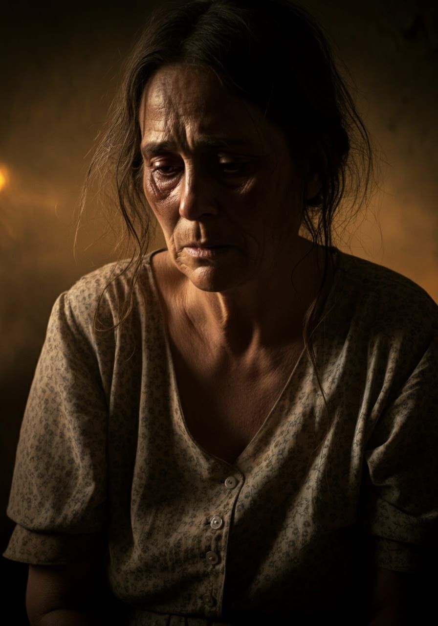 A Weary Mother in Soft, Fading Light