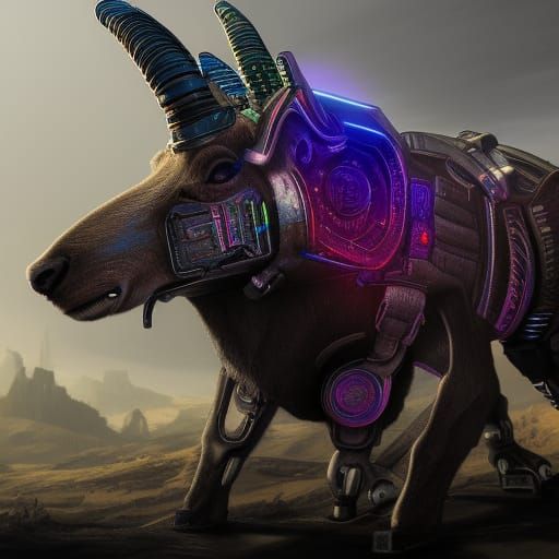 Cyberpunk Goat on Four-Wheel Drive