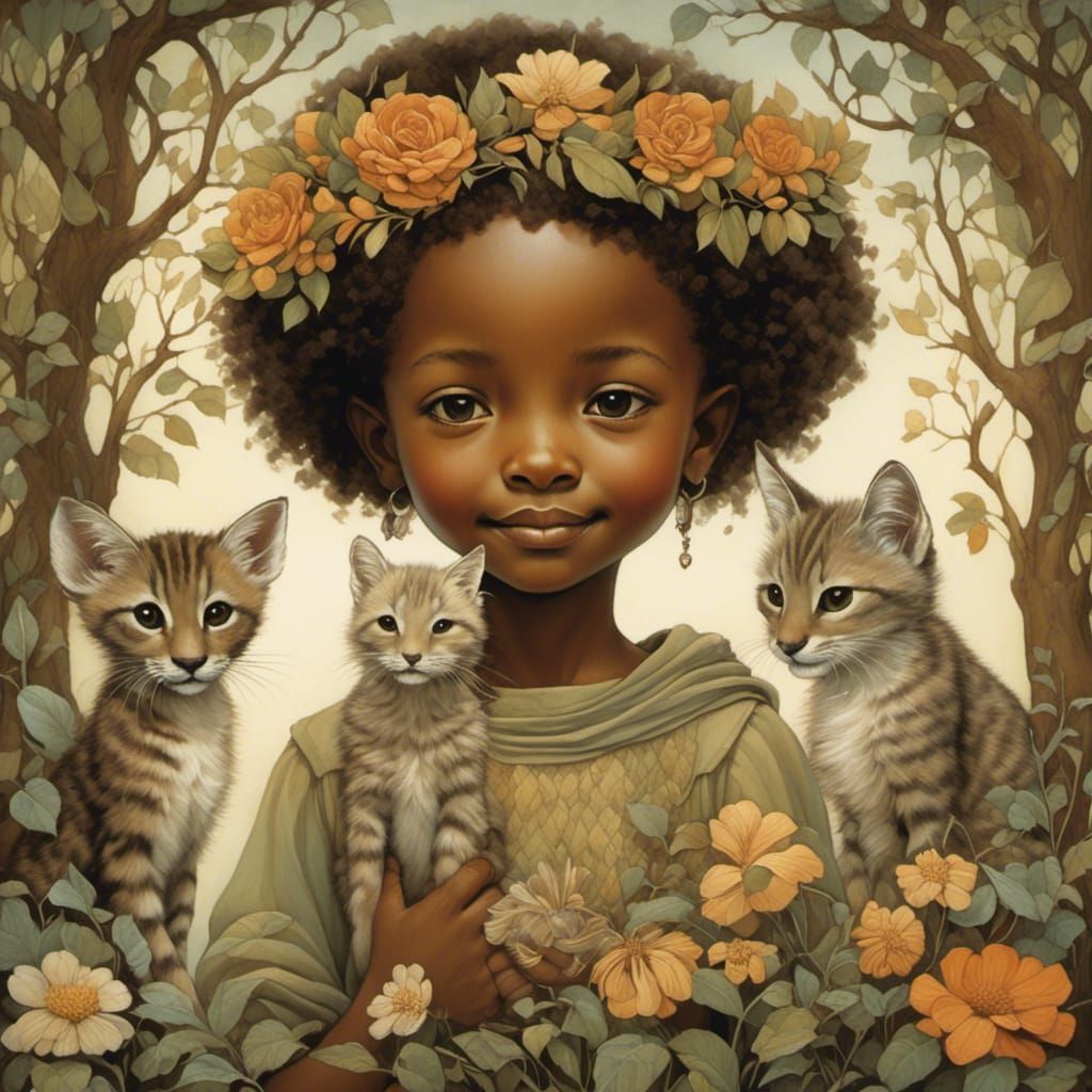 Smiling Children in Warm Colors Intricate Style