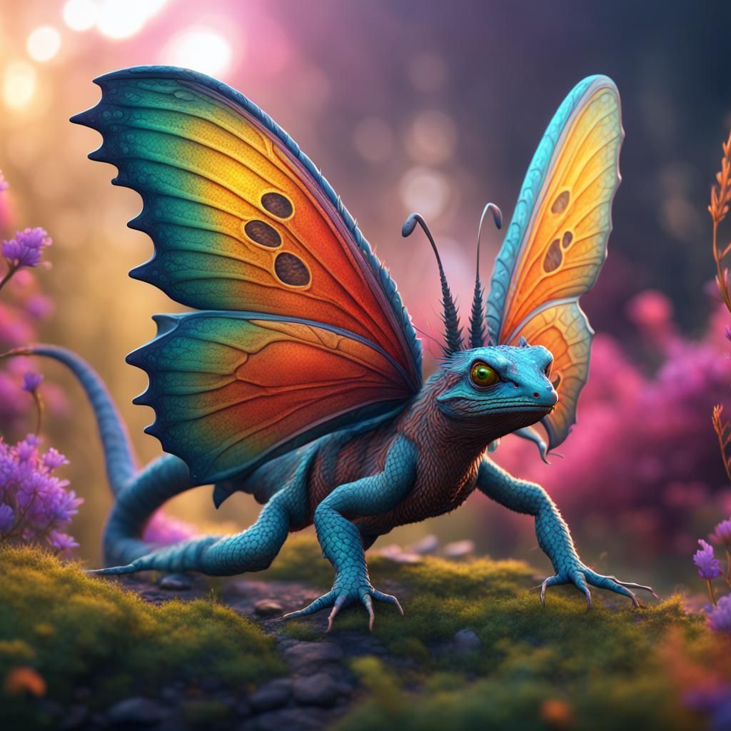 Happy Butterfly Lizard in Detailed Matte Painting