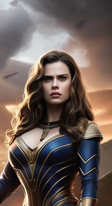 Hayley Atwell in Medieval Market, Hyperrealistic Digital Art