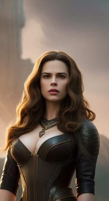 Hayley Atwell in Medieval Market: Hyperrealistic Digital Art
