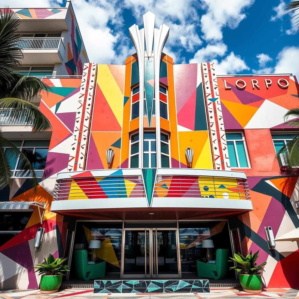 Miami Art Deco Masterpiece with Geometric Patterns