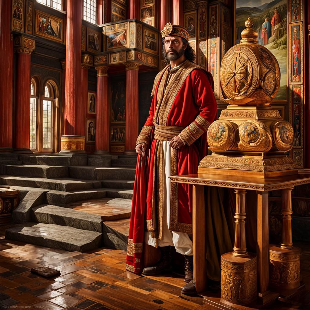 Rosicrucian Explorer in Ancient Temple, DeLempicka Style