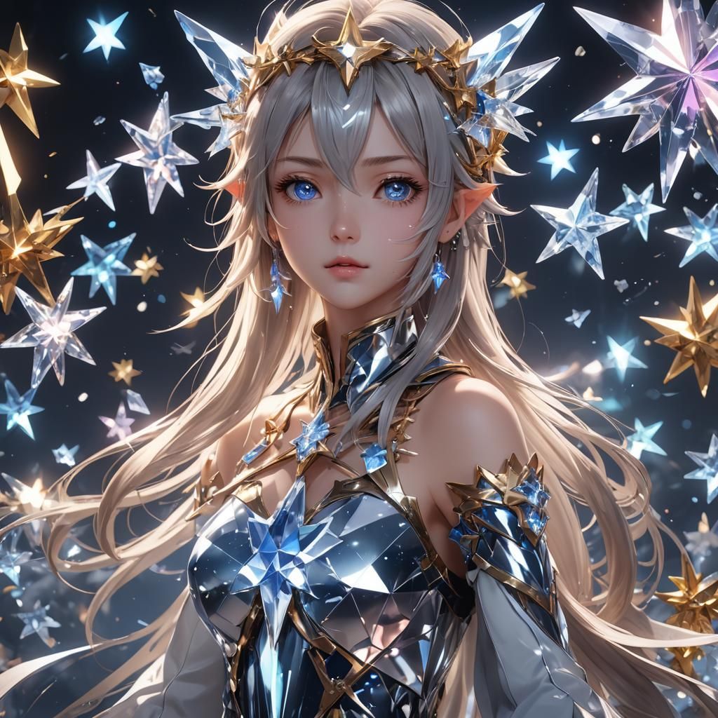 Detailed 3D Anime Crystal Star Art