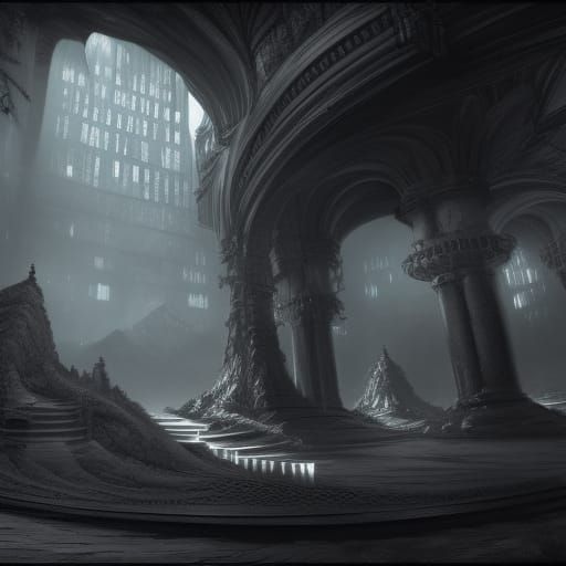 Monochrome Error Computer: Detailed Matte Painting