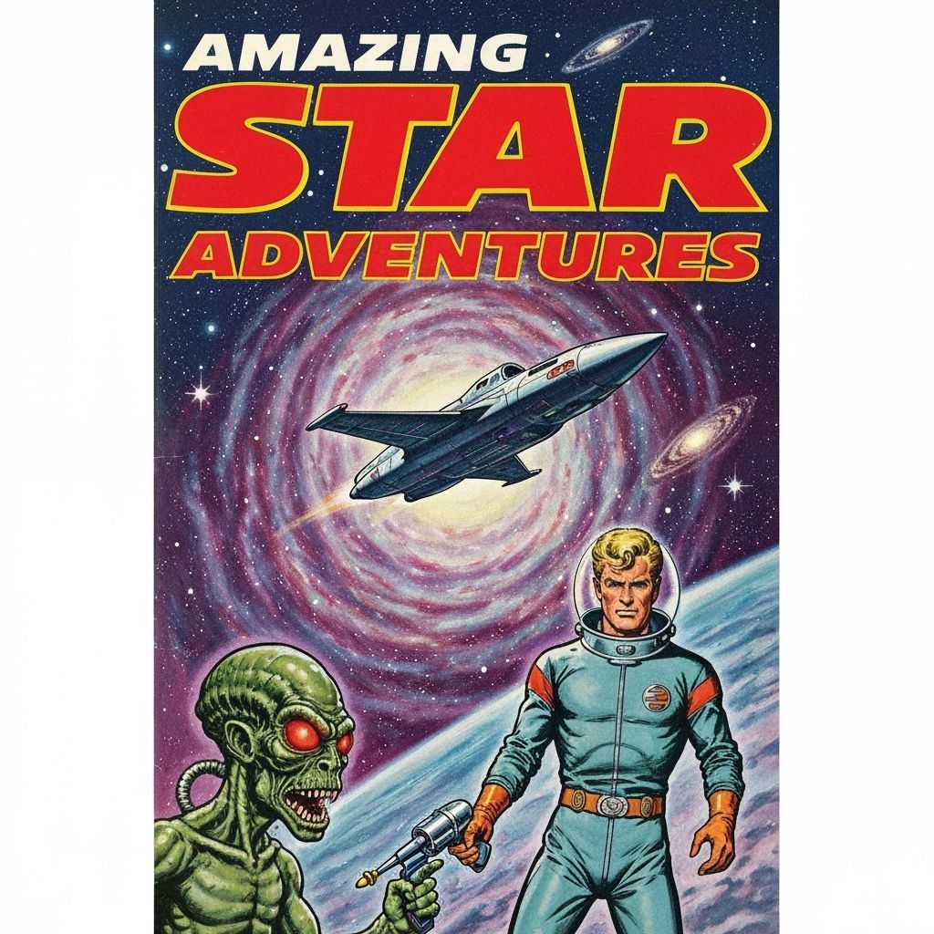 Retro Pulp Magazine Cover: Amazing Star Adventures
