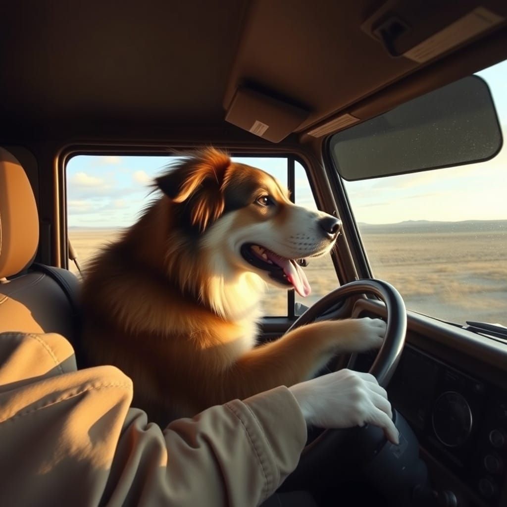 Futuristic Dogs in Steppe Landscape as Cubist-Inspired Art