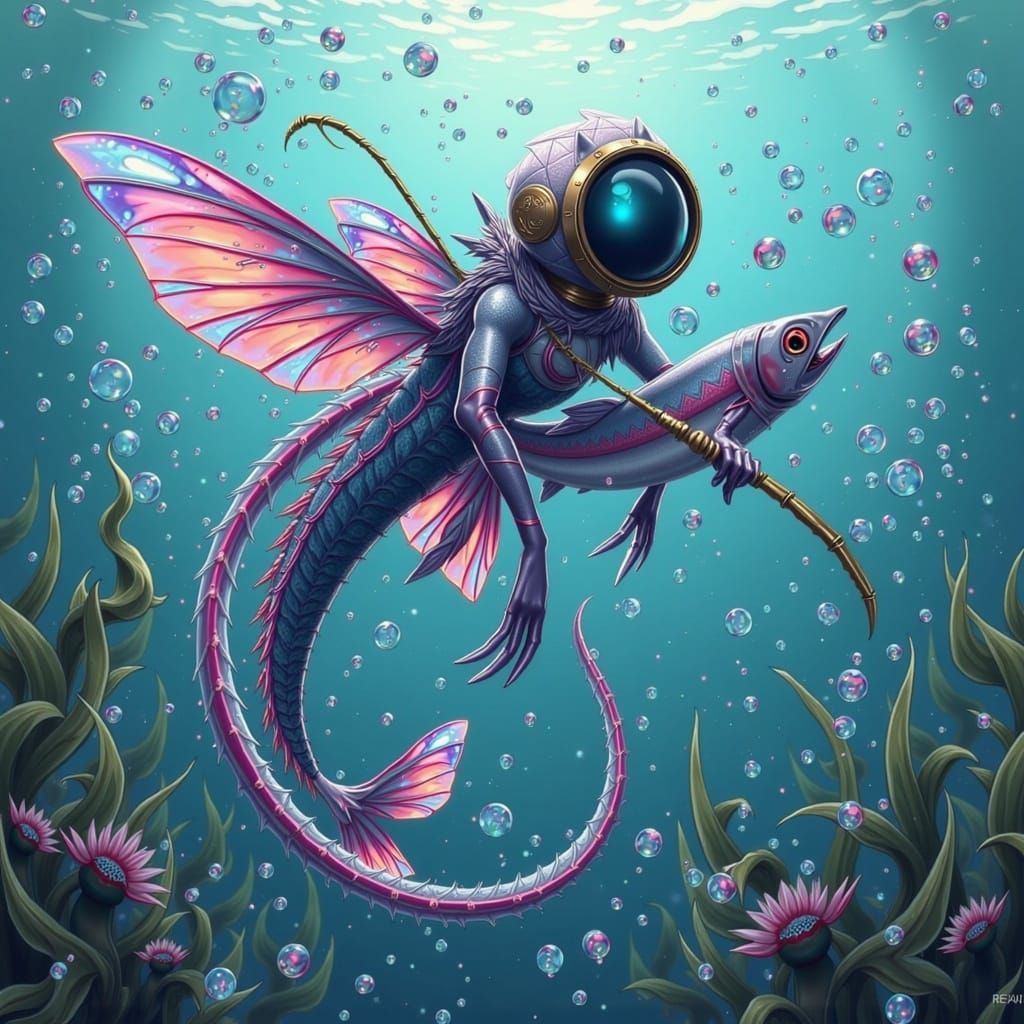 Futuristic Underwater Sea Monster with Angler Teeth