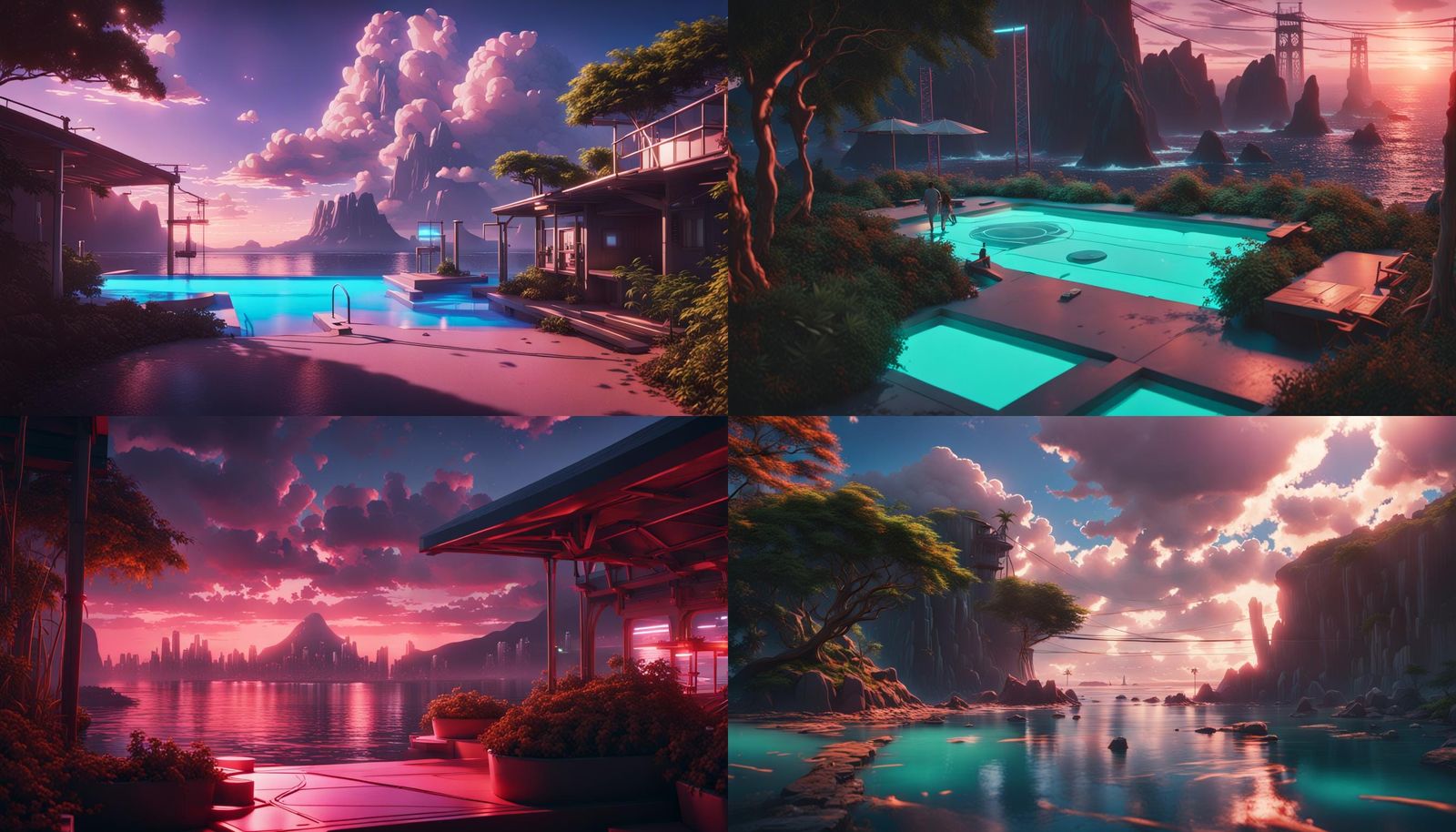 Futuristic Island Oasis Concept Art