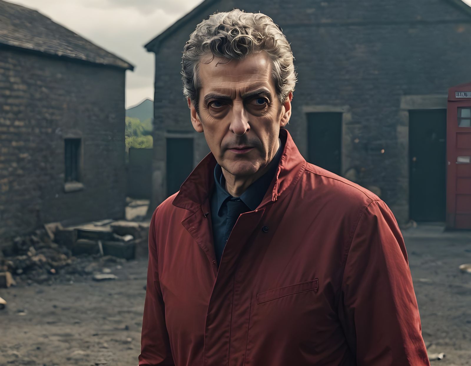 Peter Capaldi in Red Jumpsuit: Intense Stare