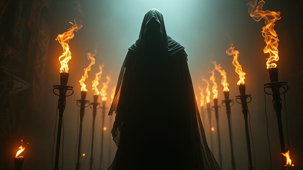 Dark Figure in Mystical Realm, Gothic Art