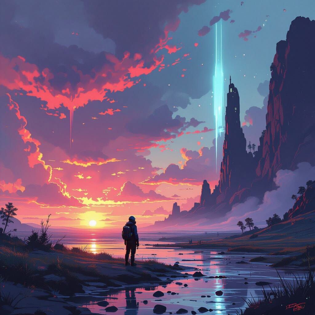 Dreamlike Scene in Futuristic Surreal Style