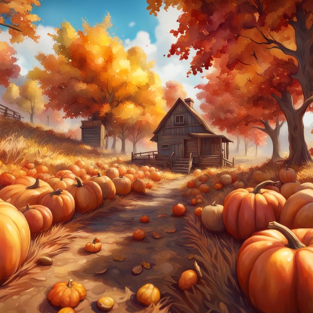 Autumn Harvest: Detailed 3D Game Cinematic Painting