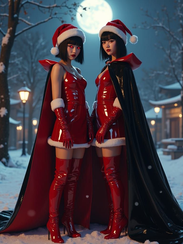 Japanese Vampires in Santa Hats