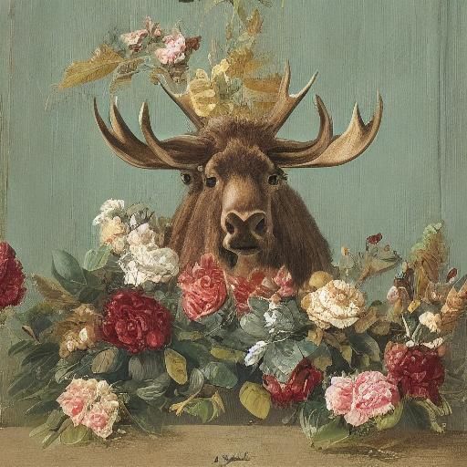 Rococo Moose and Rooster Garden Party