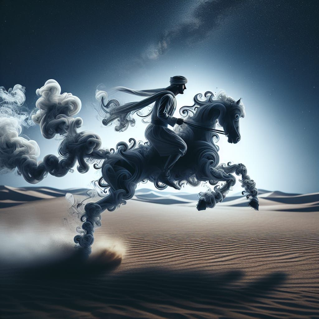 Smoky Arabian Prince Rides Desert Horse