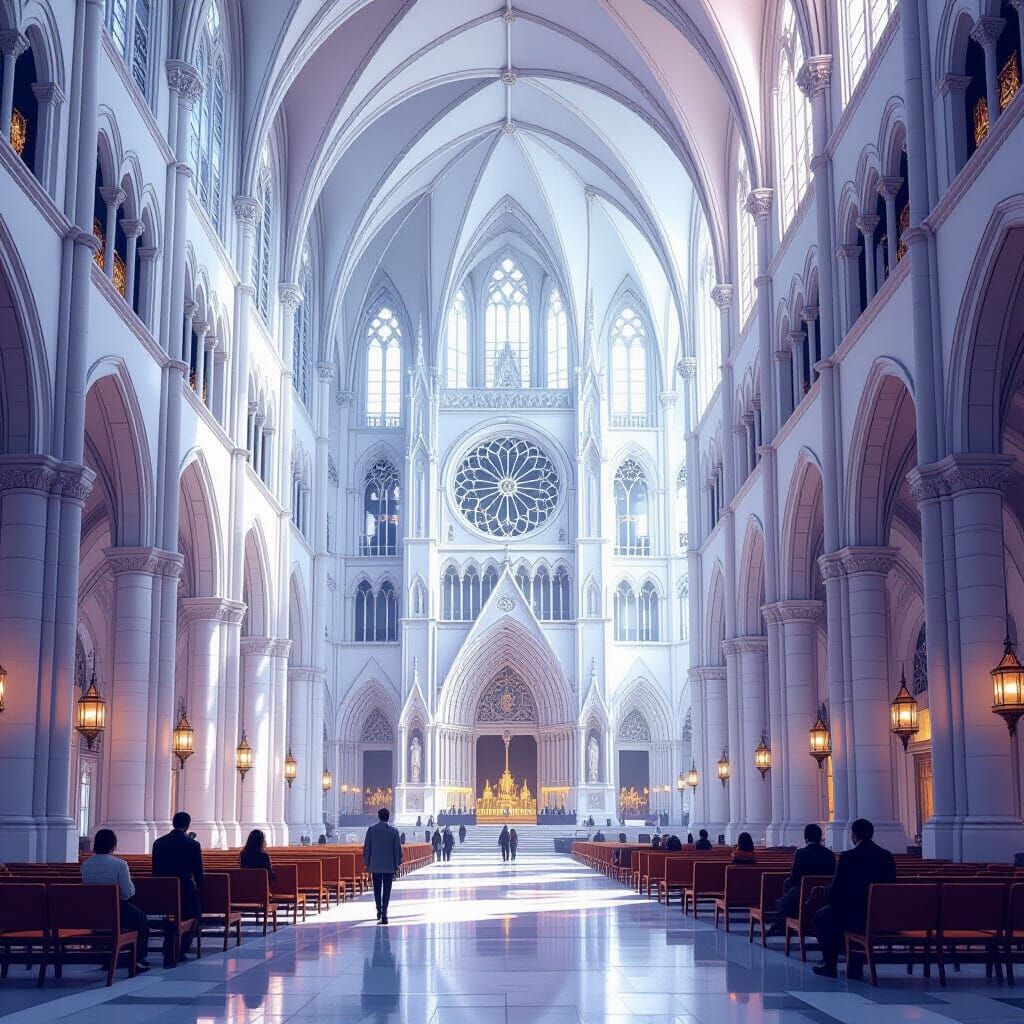 Amiens Cathedral Interior in Cybersigialism Style