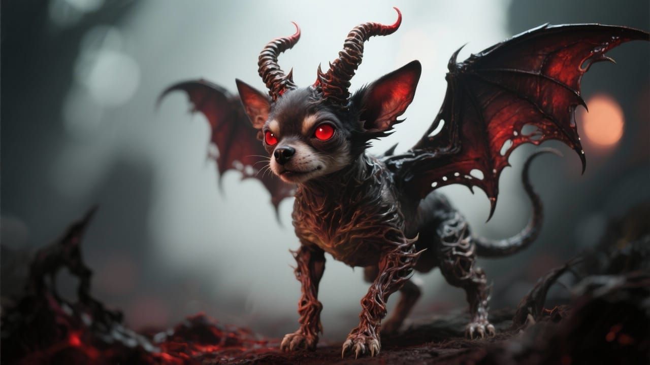 Adorable Demon Chihuahua Hybrid with Wings