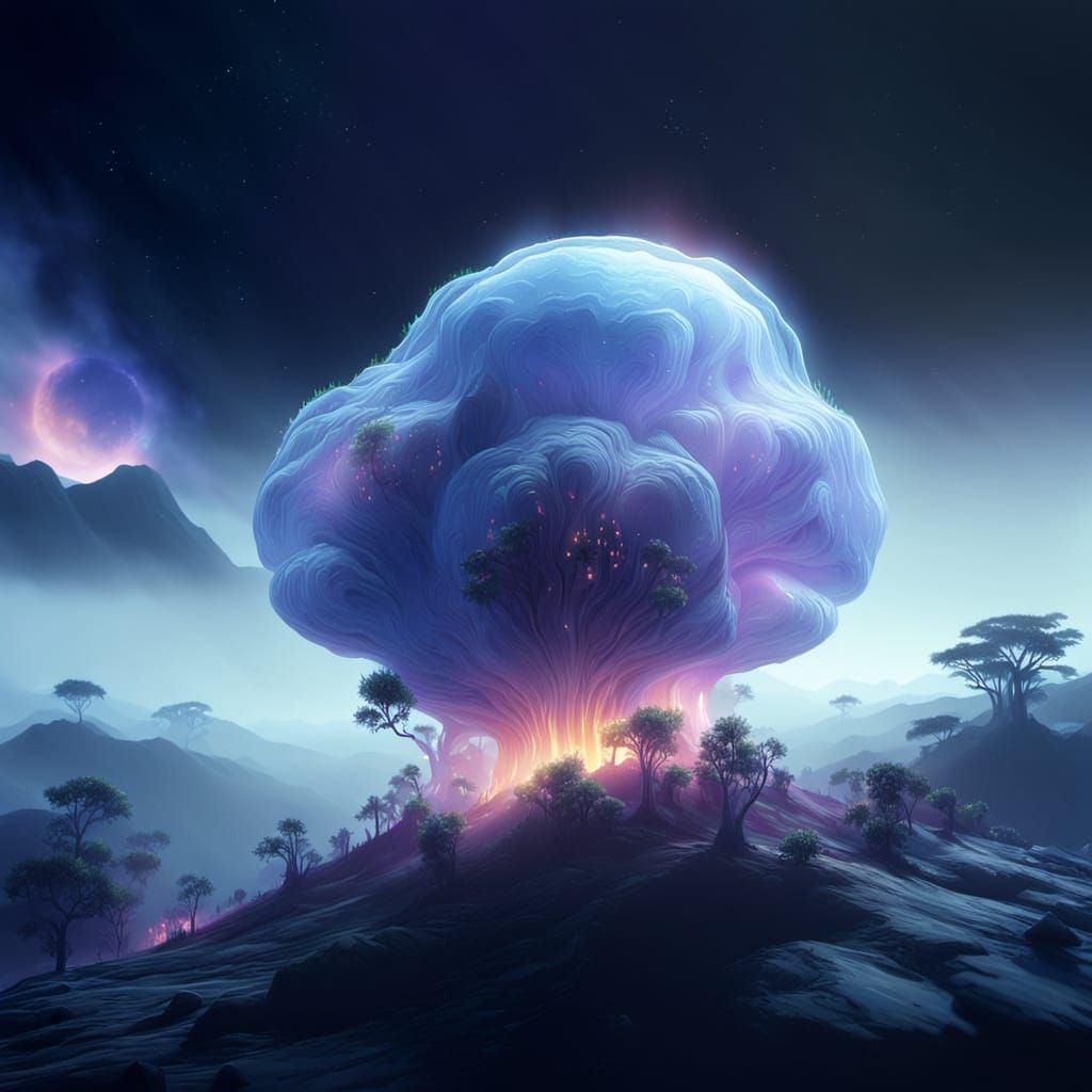 Vibrant Alien Planet Landscape in Digital Painting Style