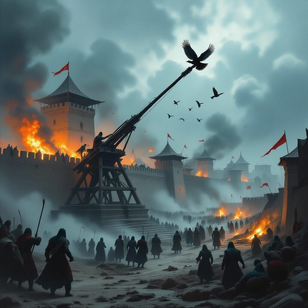 Mongol Siege of Caffa: Plague Warfare in Dark Fantasy Style
