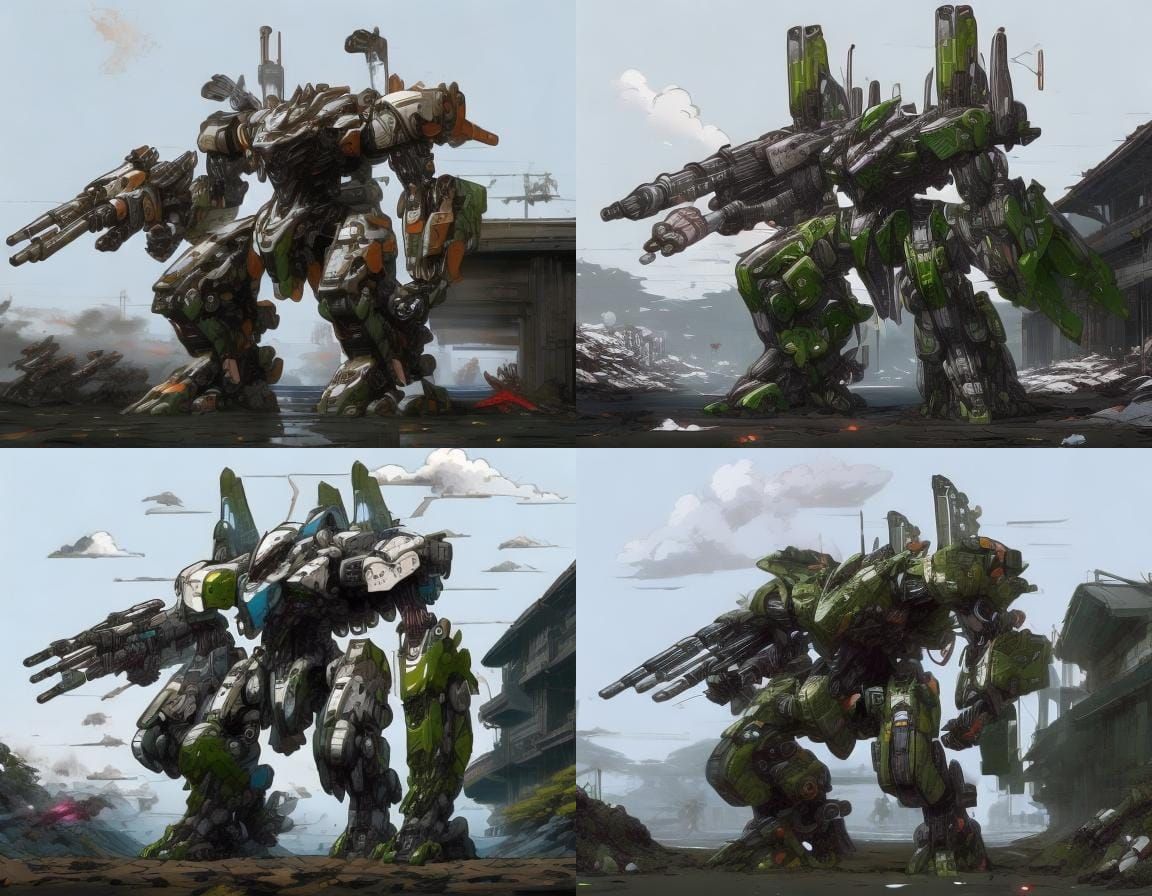 Mechanical Canine Combat Robot in Fantasy Illustration Style