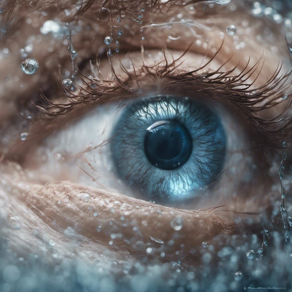 Ethereal Blue Eye Macro Shot with CGI Effects