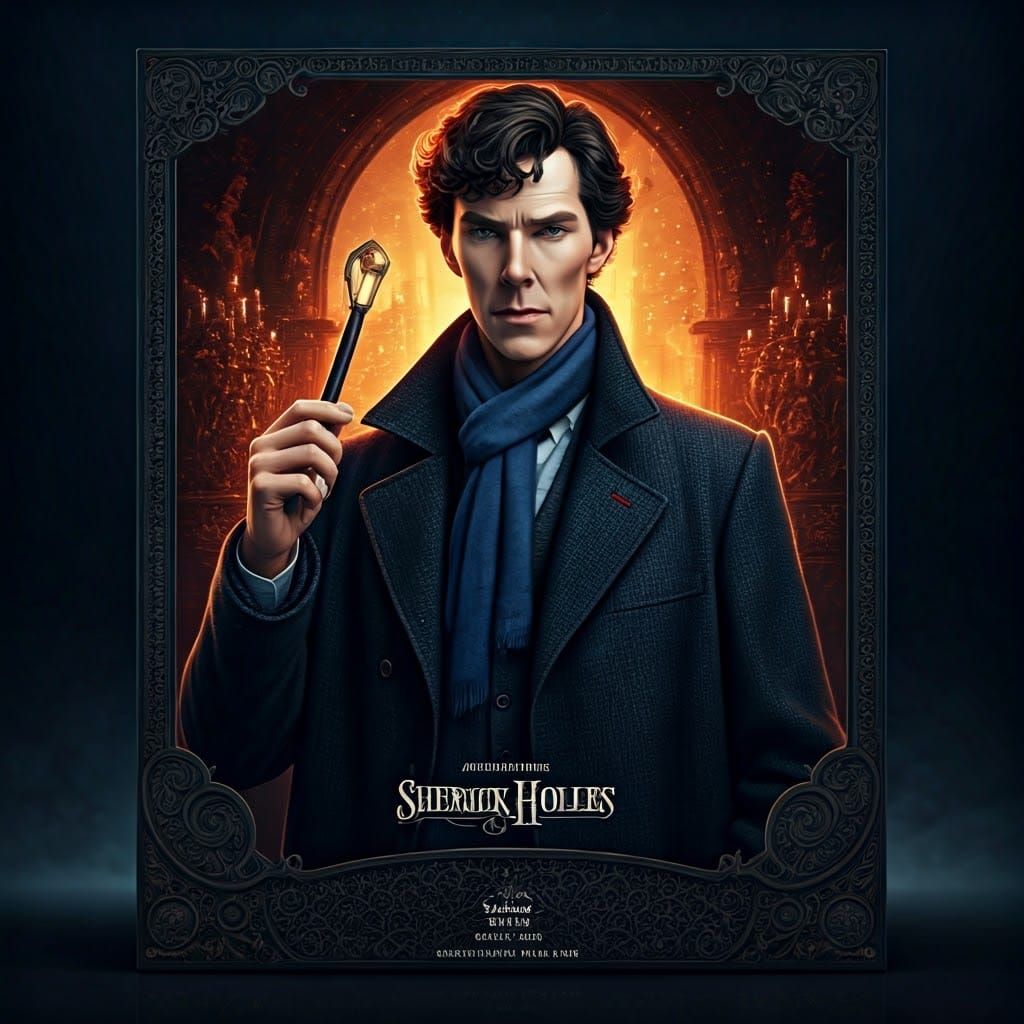Sherlock Holmes Action Figure Concept Art in a Vibrant Box