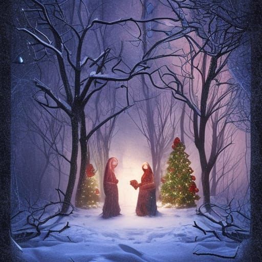 Macabre Christmas Horror with Demon Woman: 90s Film Style