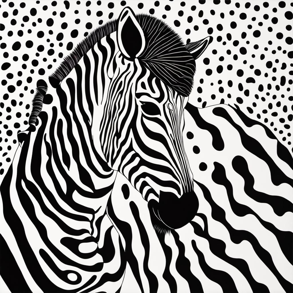 Zebra Portrait in Yayoi Kusama Style