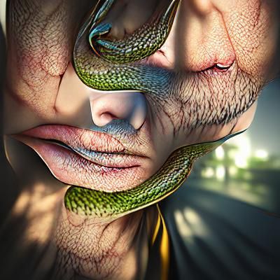 Reptiles Face: Snakes, Lizards in Hyperrealism