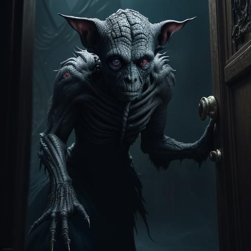 Eldritch Horror: Six-Eyed Monster in Dark Fantasy Art