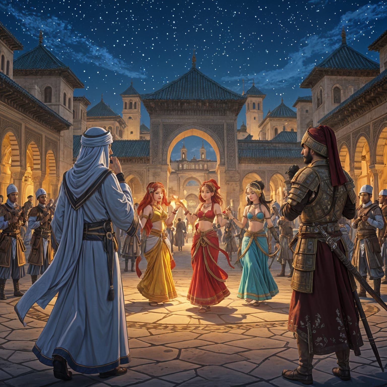 Medieval Arab Scholar Enters Majestic Cordoba at Night