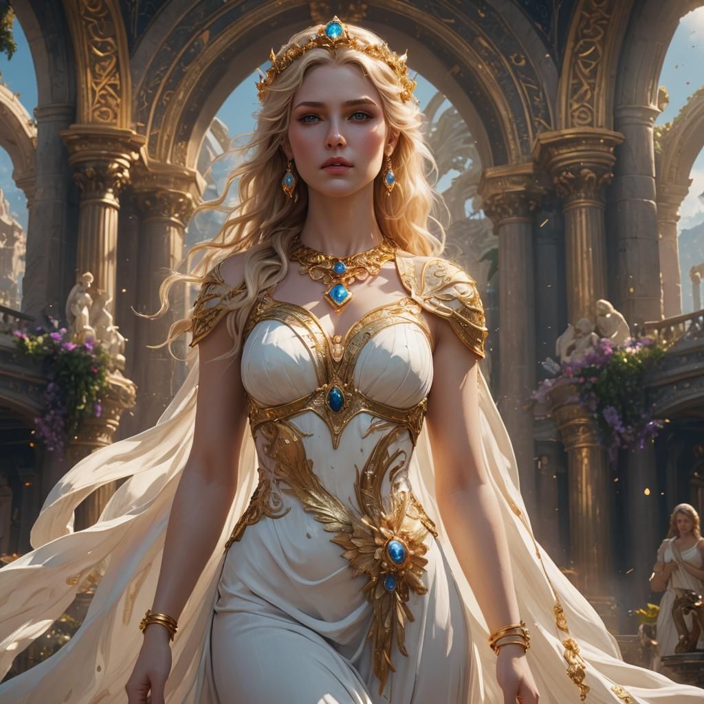 Aphrodite Concept Art: Blonde Hair, Gold and Jewels