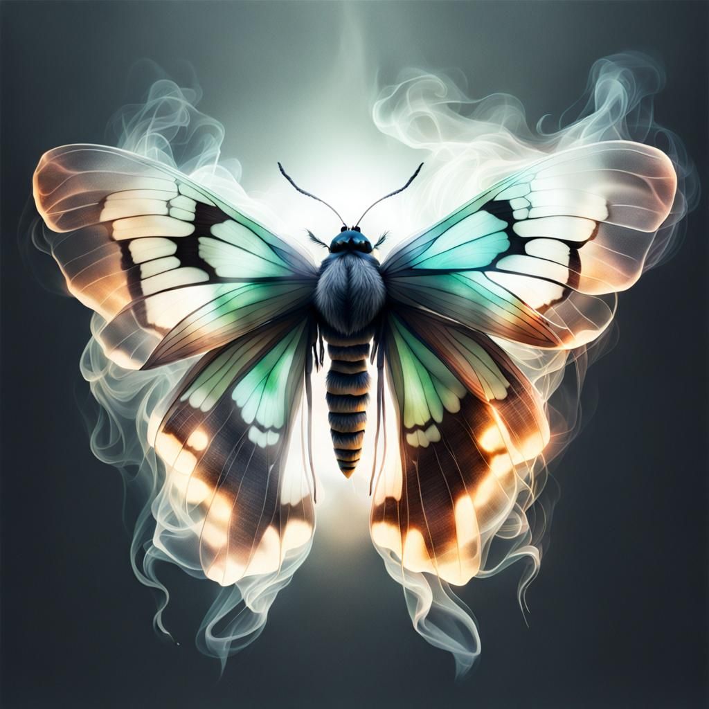 Ethereal Moth with Translucent Smoky Wings