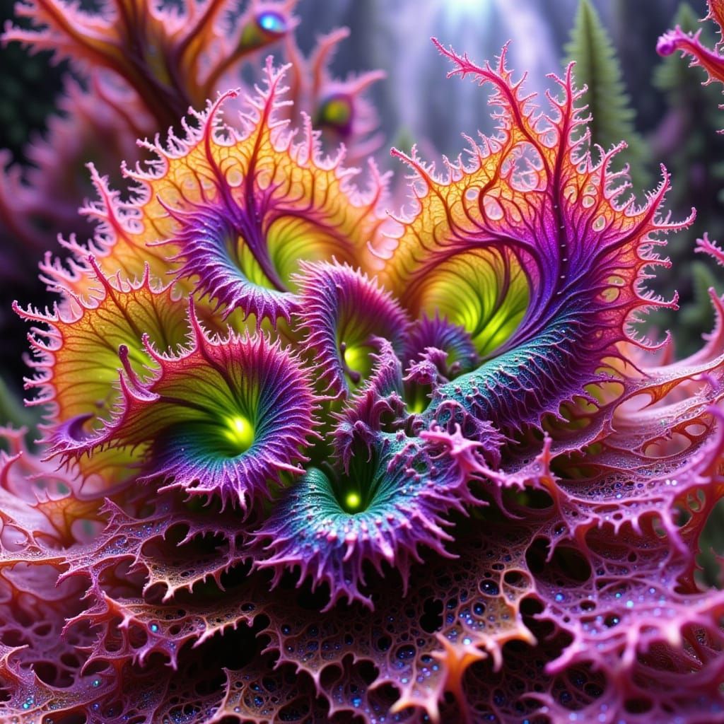 Iridescent Seed Pod with Neon Vorticism