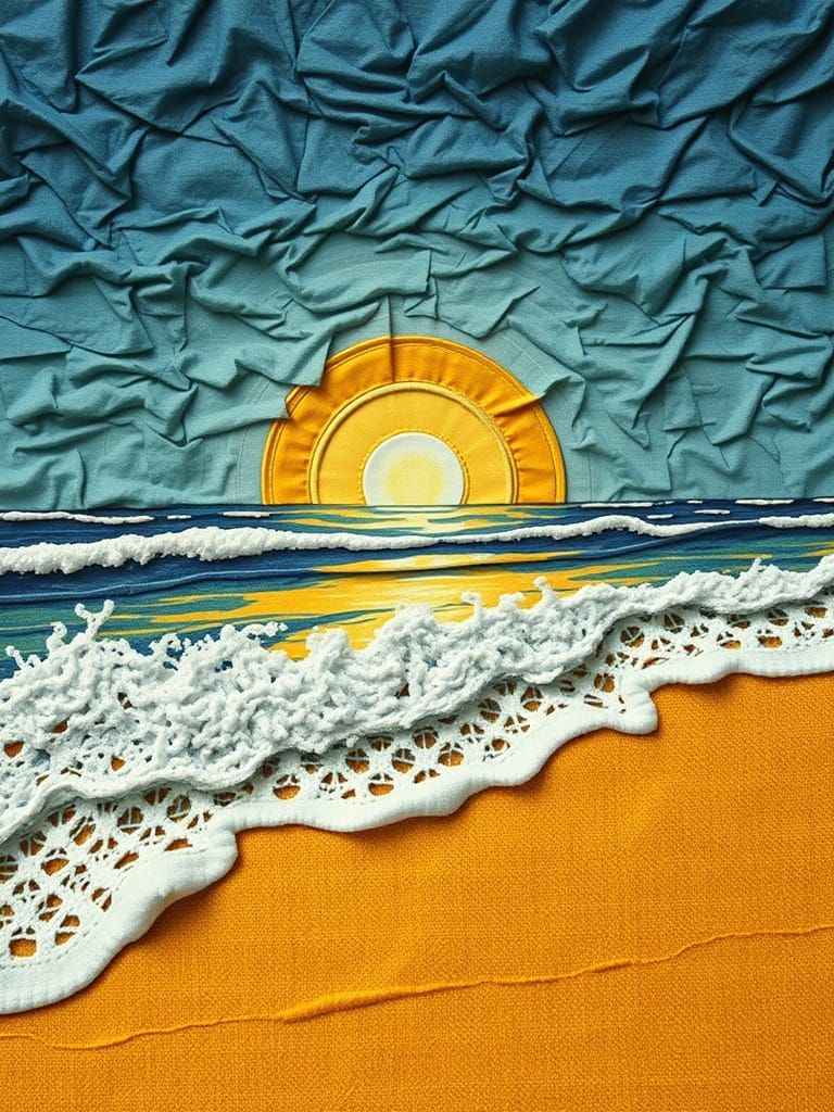 Beachscape Fabric Collage