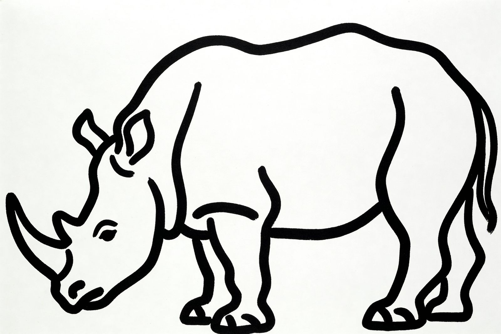 Minimalist Single Line Rhino Drawing in Picasso Style